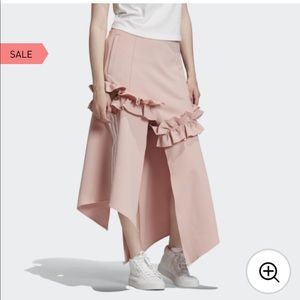 Adidas Pink/White 3-stripe Frilly Ruffle Skirt